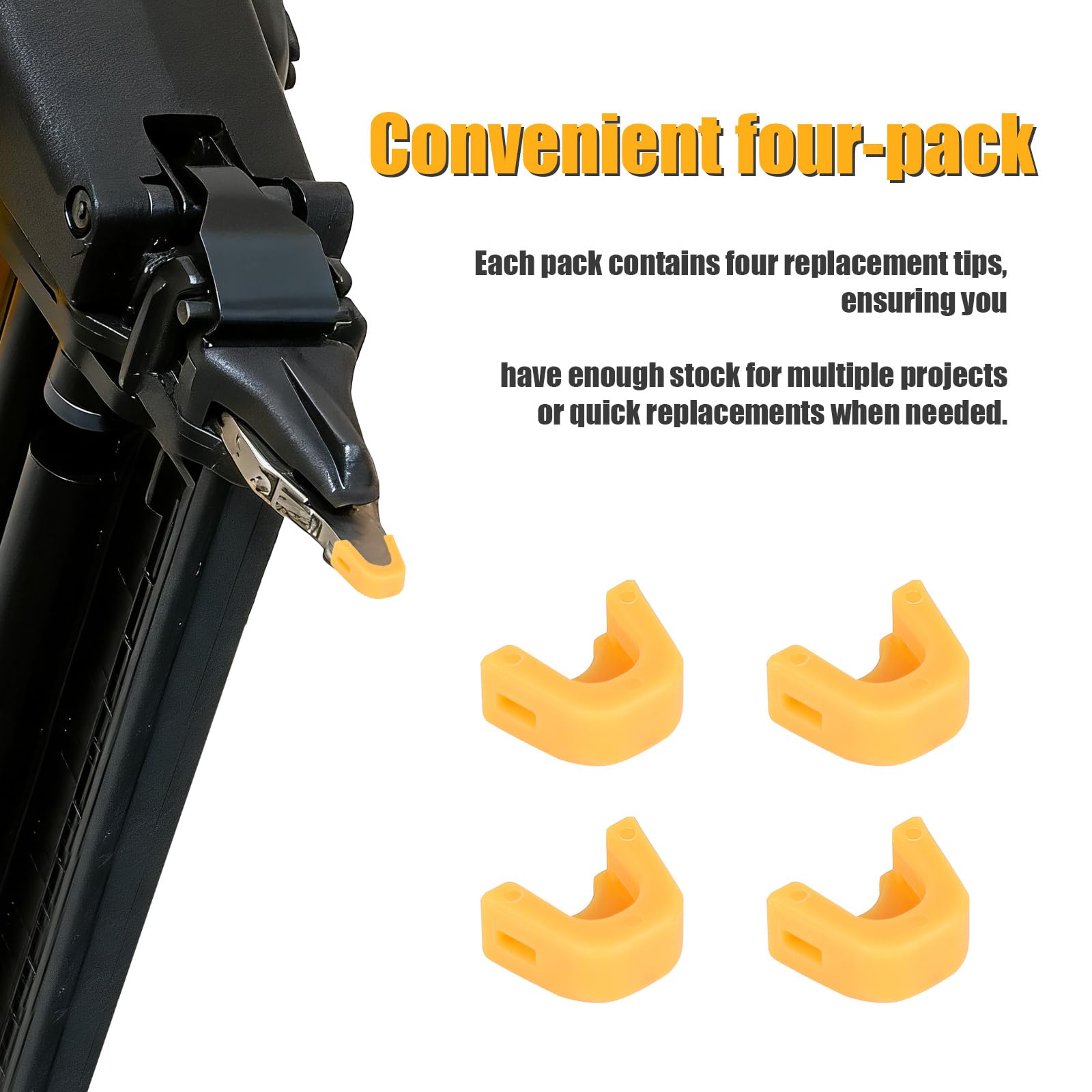 Fukaisu 4-Pack N490008 Nailer No-Mar Tip Replacements – Plastic, Fits BCN650D1, DCN650B, DCN662D1 & More