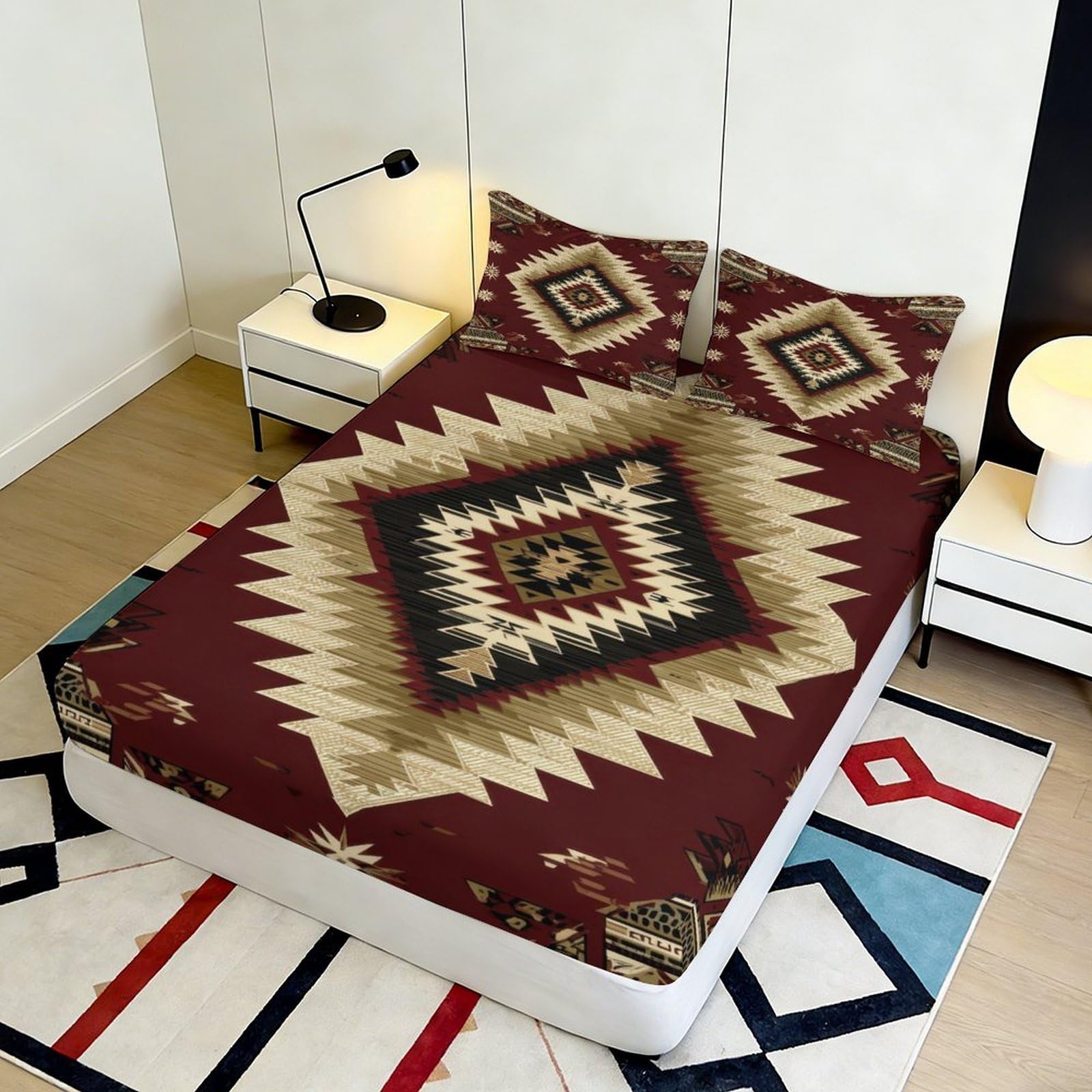 Lenzuolo con angoli in microfibra con stampa 3D, motivo geometrico | materiale morbido, coprimaterasso, facile da pulire, traspirante, lavabile in lavatrice, 180 x 200 x 25 cm