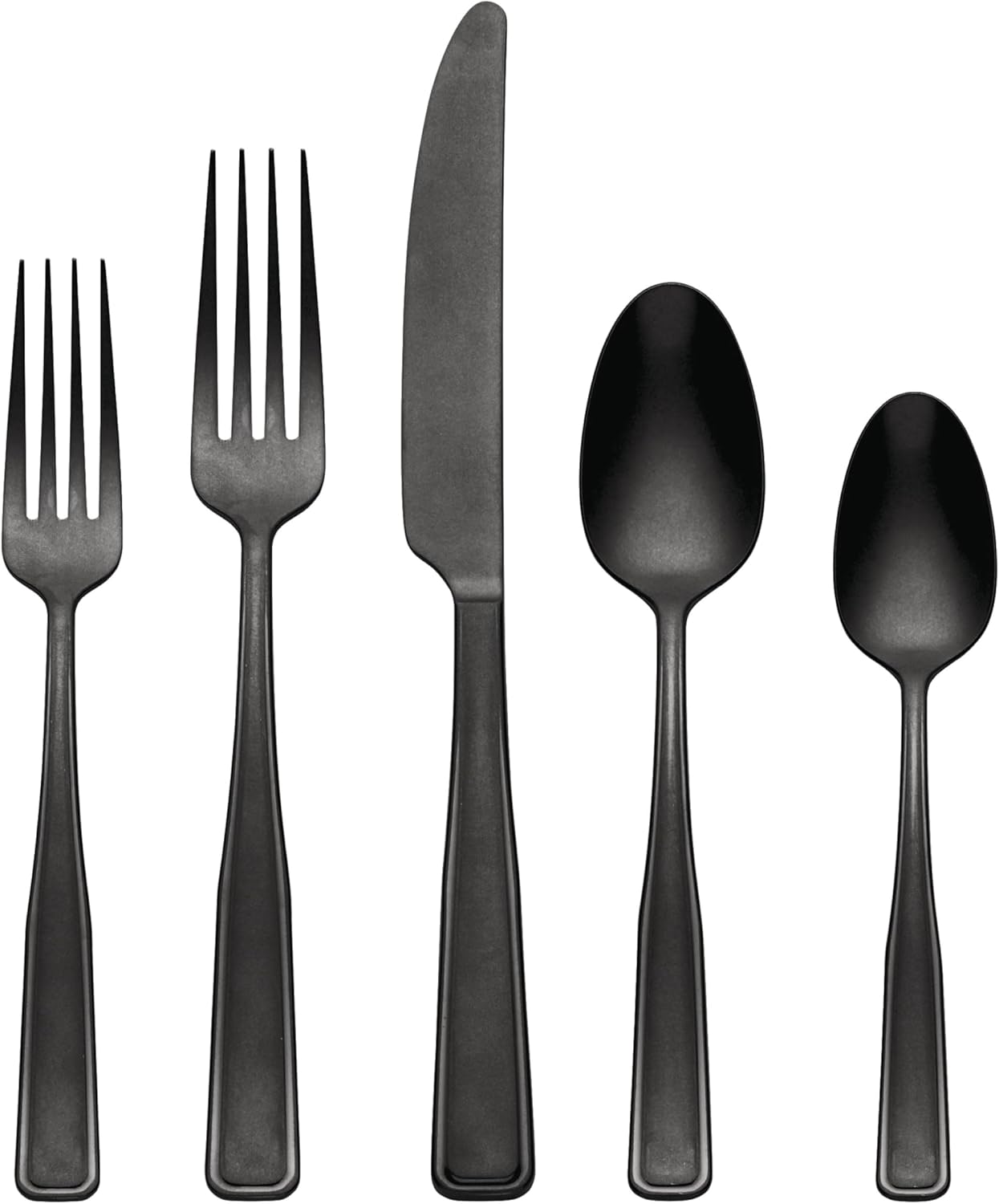 Oneida Silverware Set, Reid Vintage Black Tumbled 20 Piece Flatware Set, Service For 4, 18/0 Stainless Steel, Dishwasher Safe, Cutlery Sets, Utensils Sets, Knives Spoons And Forks (Black, 20 Pieces)