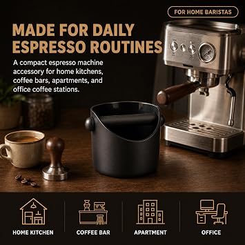 Small Espresso Knock Box, 4.3-Inch Espresso Grounds Knock Box | Removable Knock Bar, Non-Slip Base, Easy-to-Clean Espresso Puck Bin for Home Barista