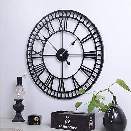 Miniatura 2 de Rome Wall Pendulums Reloj de pared redondo de metal grande 31.5 in XXL, decoración geométrica industrial única reloj de pared europeo retro para