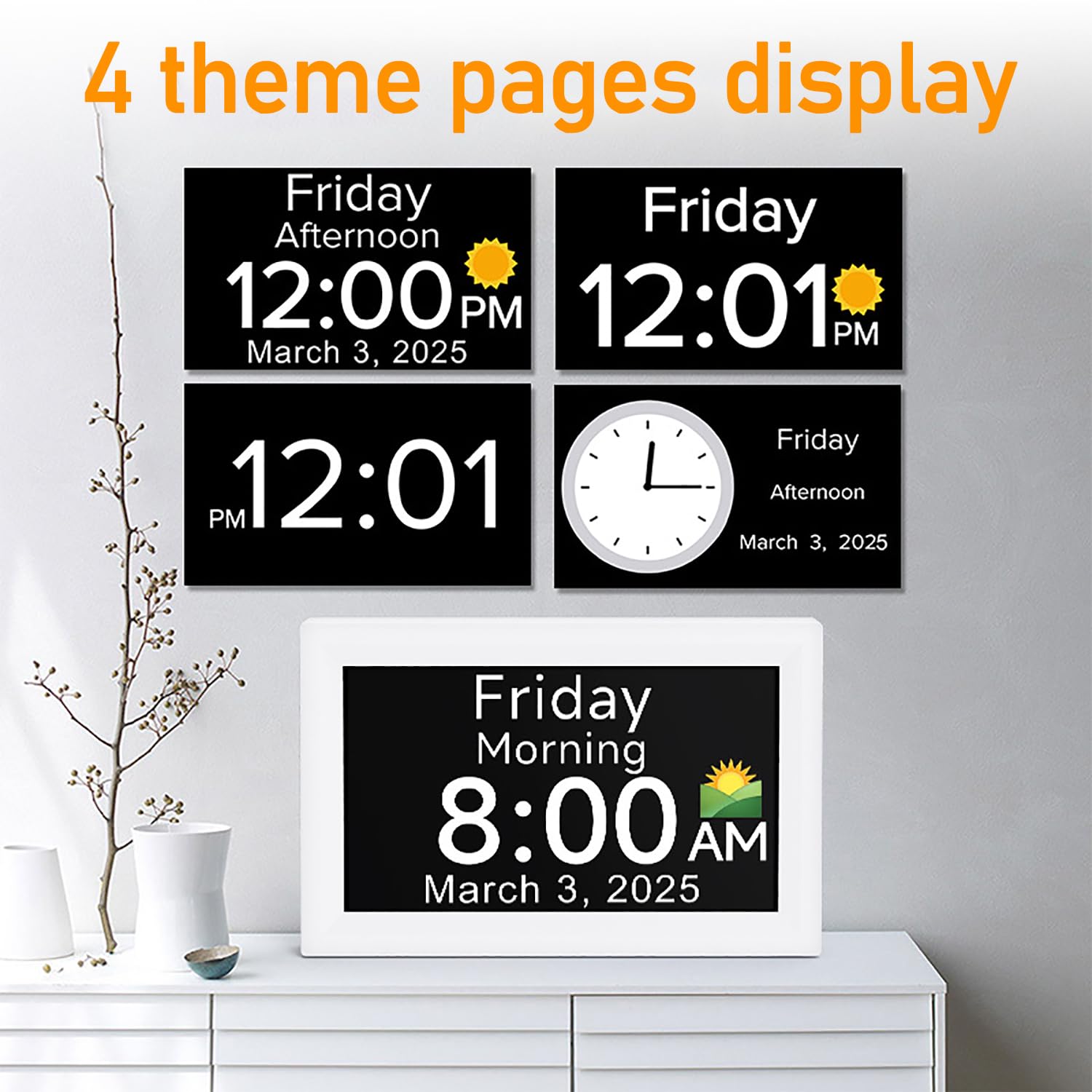 Orologio Digitale da 7 Pollici, Orologi Digitali per Anziani a Grande Display con Caratteri Extra Large, 5 Sveglie E 3 Promemoria per Le Medicine, Regolazione Automatica della Luminosità