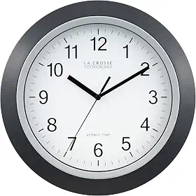La Crosse Technology WT-3129B Relógio de parede analógico atômico de 30,5 cm, pacote com 1, preto