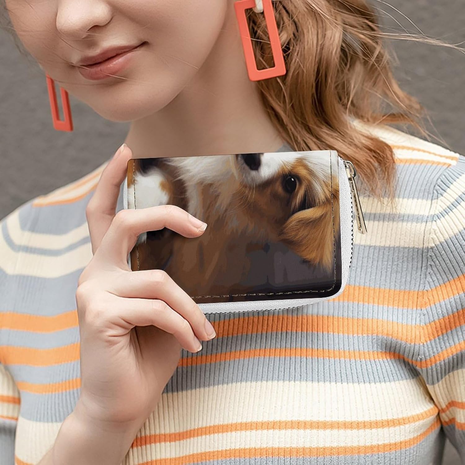 Cute Puppy Dog Card Holder RFID Blocking,Credit Card Wallet for Women And Men,Card Case Organizer Bag with Zipper