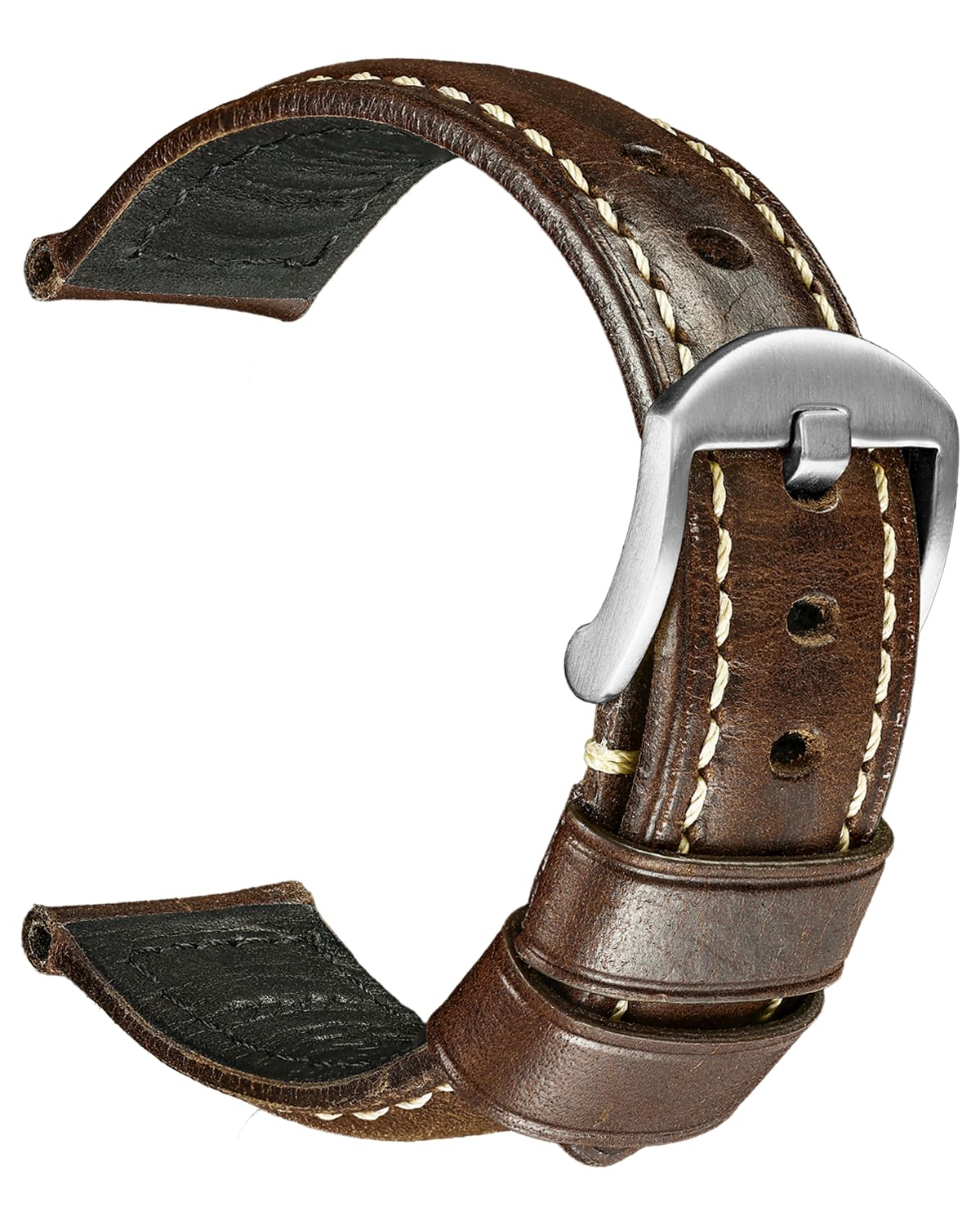 REZERO Bracelet de Montre, Sangle de Montre en Cuir Véritable Cirée à l’Huile Vintage, Épais et Léger Lanière de Montre de Remplacement pour Homme, Femme 18mm 19mm 20mm 21mm 22mm 23mm 24mm 26mm