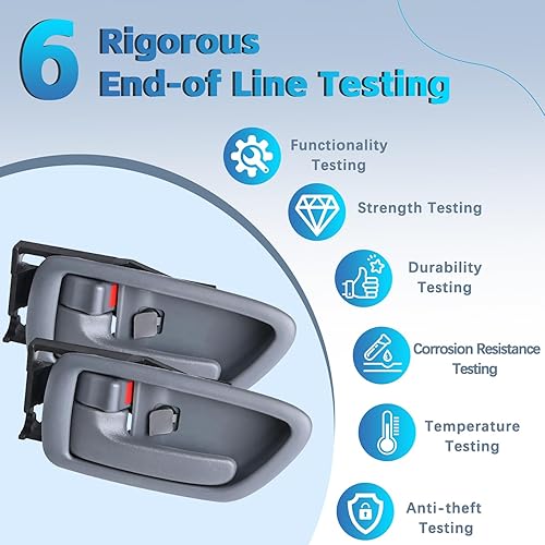 Miniatura 5 de Manijas de puerta interiores grises para Toyota Sequoia 2001-2007, para Toyota Tundra 2004-2006 (solo cabina doble), conductor delantero trasero