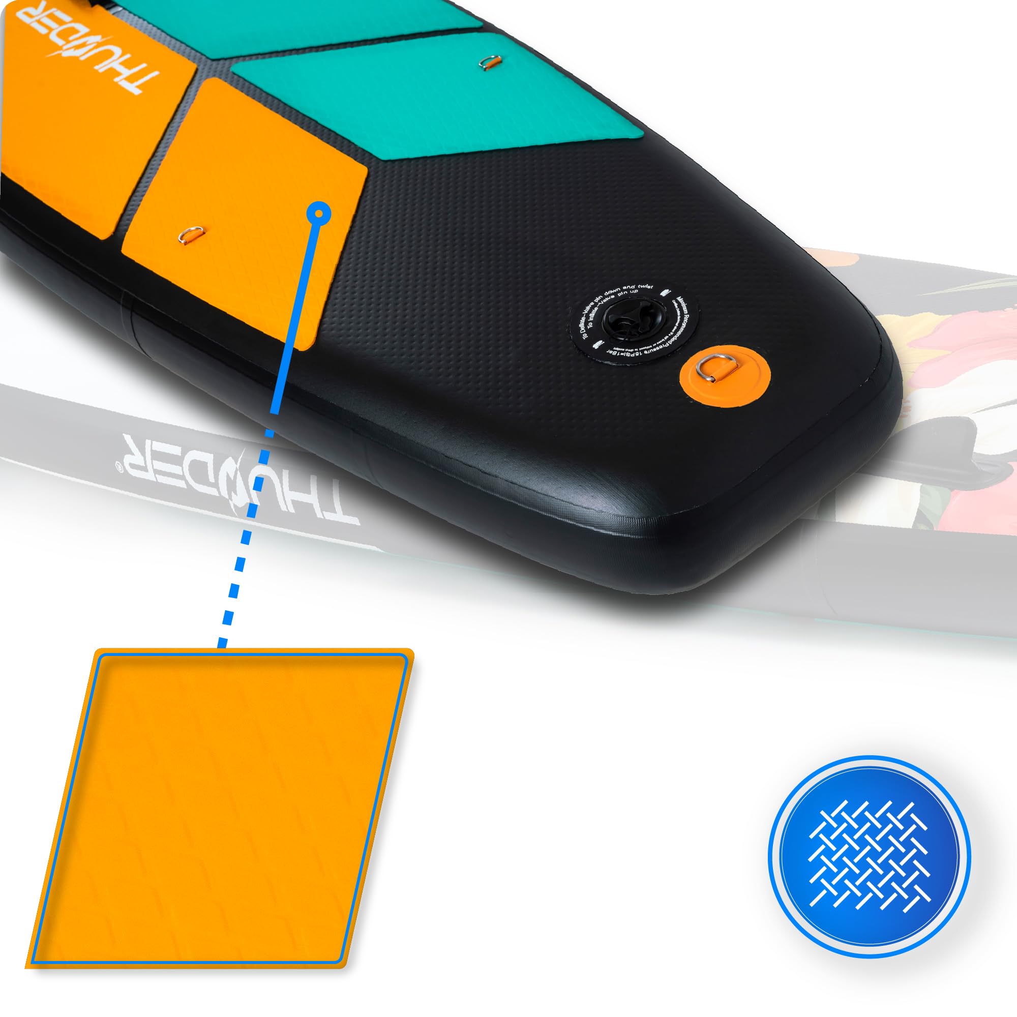 THUNDER Planche Sup Gonflable 320 cm avec Siège Kayak – Stand Up Paddle Board Set avec Pompe, Pagaie & Sac à Dos – Antidérapant pour Adultes & Débutants