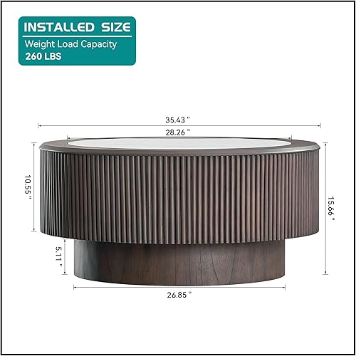 Miniatura 57 de kevinplus Mesa auxiliar negra para sala de estar, diseño de borde dorado inferior, negro y dorado (diámetro de 15.6 x 19.5 pulgadas) S1-negro y