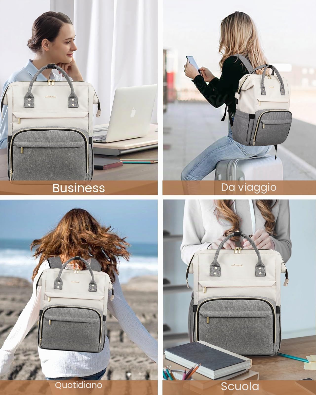 LOVEVOOK Zaino Porta PC Donna, Zaino Antifurto Impermeabile Donna, Zaino per Laptop Portatile 15.6/17 Pollici, Zaino per Viaggi Affari