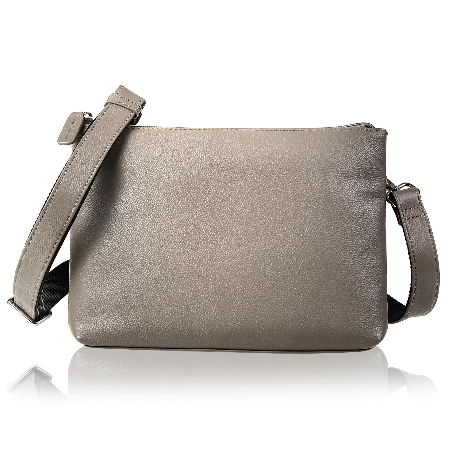 LEZOPHIS Men's Genuine Leather Sacoche [High-Grade Top Grain Leather/Featured in Tokoro George's Setagaya Base] Shoulder Bag Leather Slim Small ashgray
