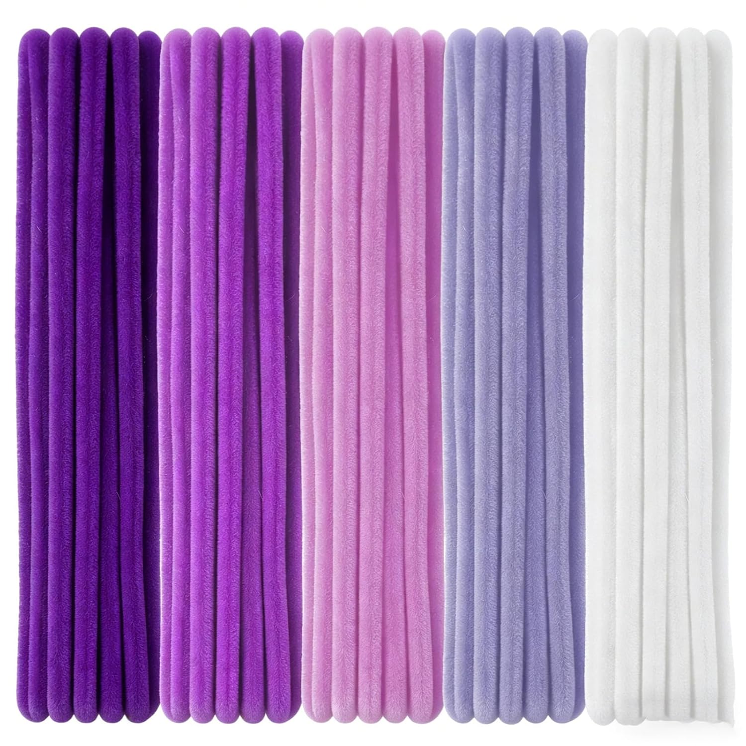 100 Pcs Purple Pipe Cleaners 12 Inch x 6 mm Chenille Stems Purple Series Assorted Fluffy Pipe Cleaners for DIY Crafts, Handicrafts (4 Colors)