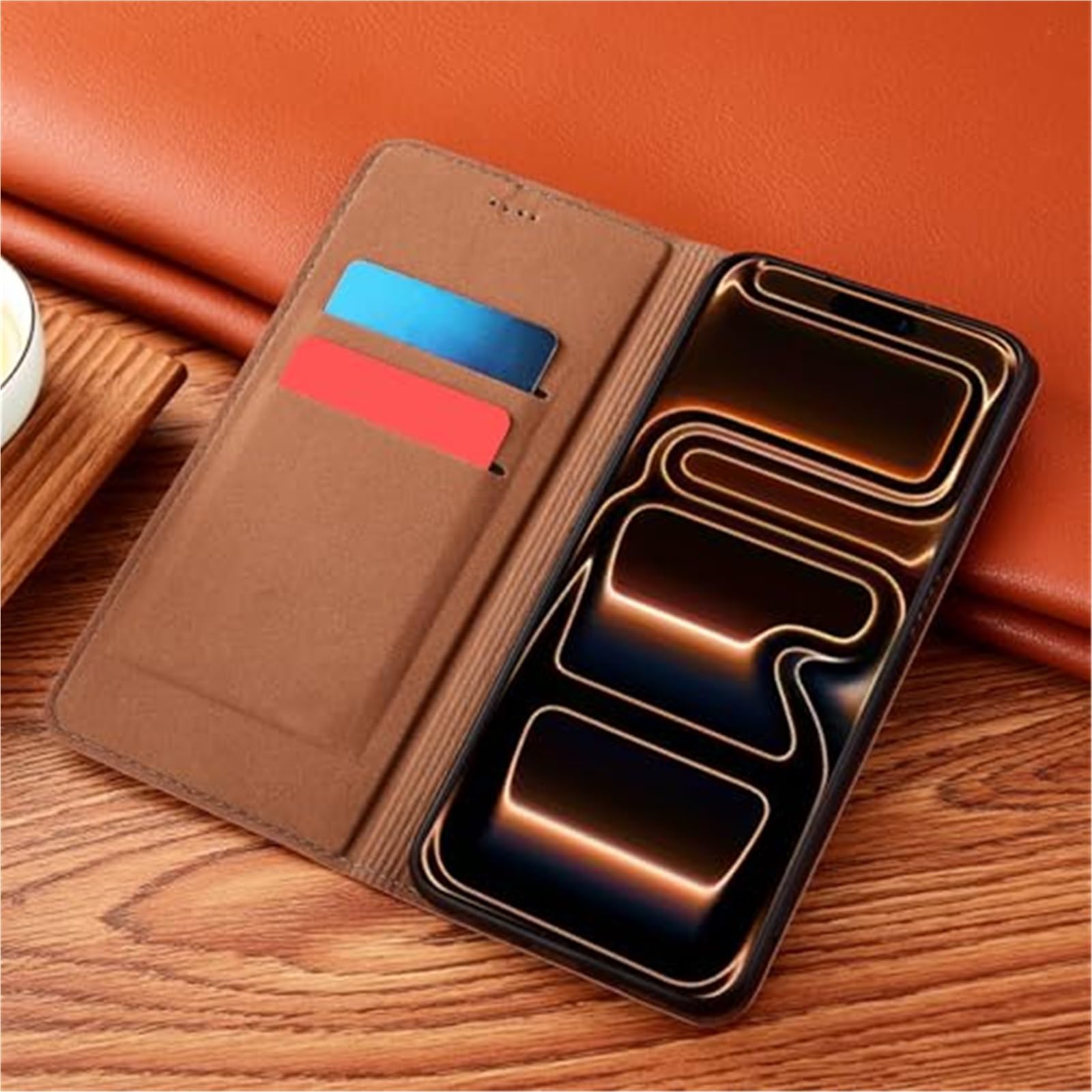 Etui do iPhone'a 17 Pro Max/17 Pro/17 Air/17, obudowa z prawdziwej skóry z wkładaniem karty, pokrowiec odporny na upadek (brązowy 1,17 Air)