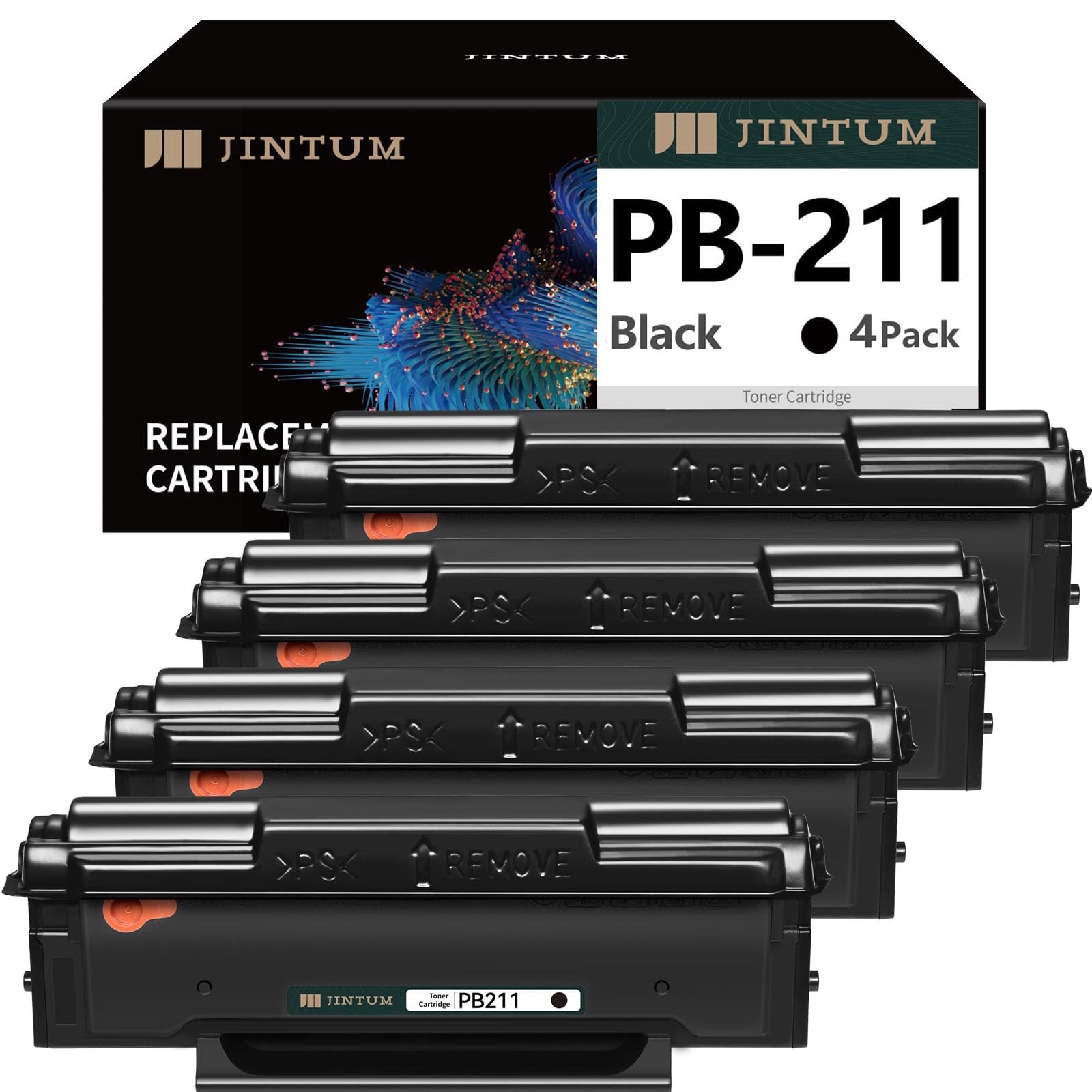 JINTUM PB-211 Compatible Toner Cartridge Replacement for Pantum PB-211 PB-211EV for P2502W M6552NW M6600NW P2500W M6602NW M6550NW Printer ( 4 Pack )