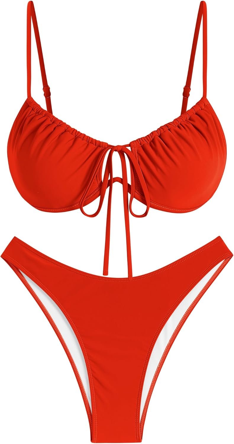ZAFUL Women High Cut Bikini Sets String Sexy Swimsuit Two Piece Underwire Bathing Suit Brazilian Cheeky Cut Out Cute Swimwear - Image 5
