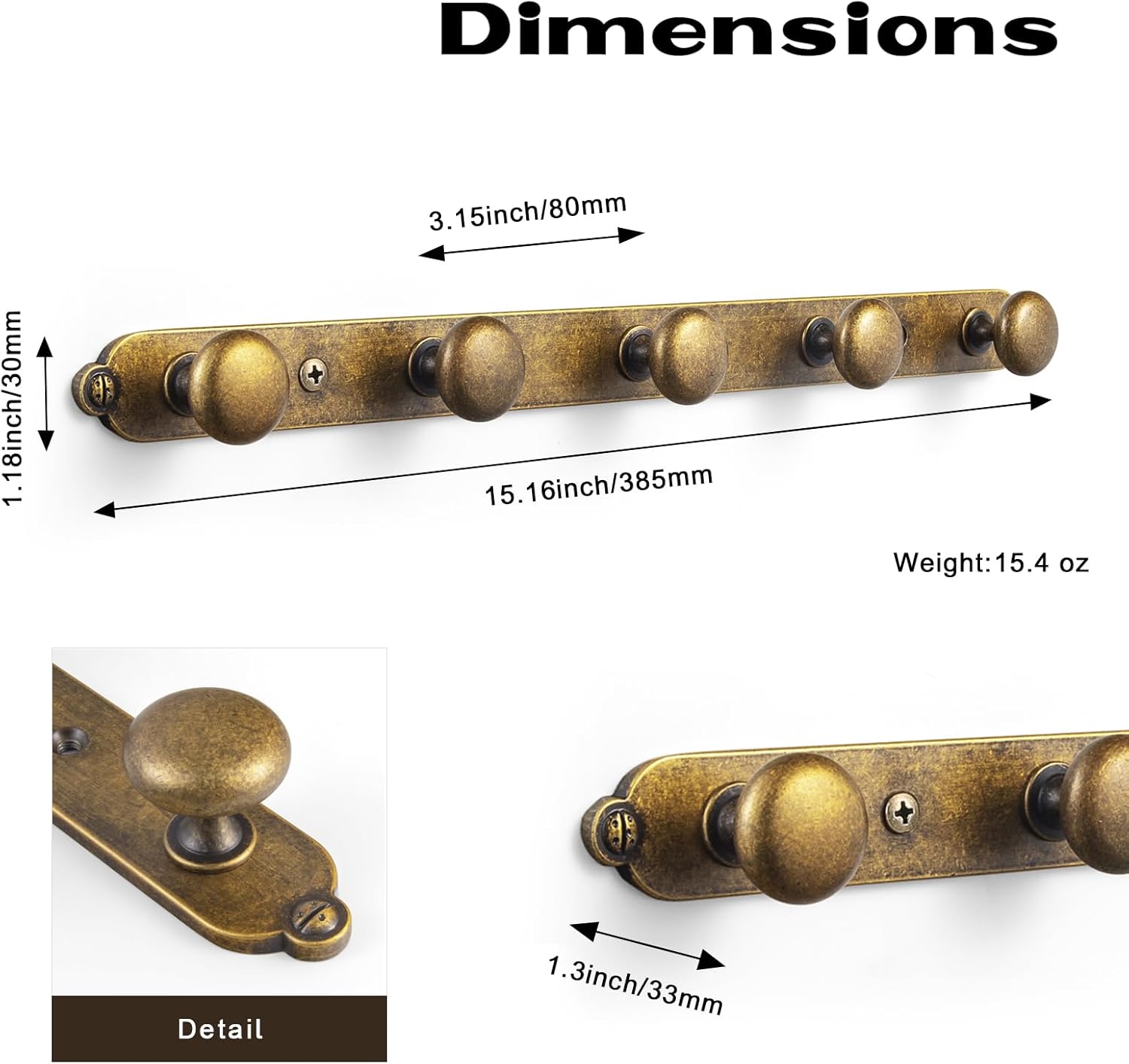 Goo-Ki Antique Brass Zinc Alloy Coat Hook - 3.15 ''（80mm） Hole Center Wall Hook Hardware for Bedroom, Kitchen, 1 Pack（8611-H013-5）