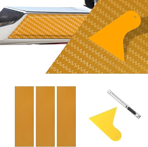 ramuel Compatible with Carbon Fiber Vinyl Wrap 11.8" x 4" Chevy Bowtie Emblem Sticker Wrap Kit Decal with Spatula and Cutter 3 Pcs Universal Logo