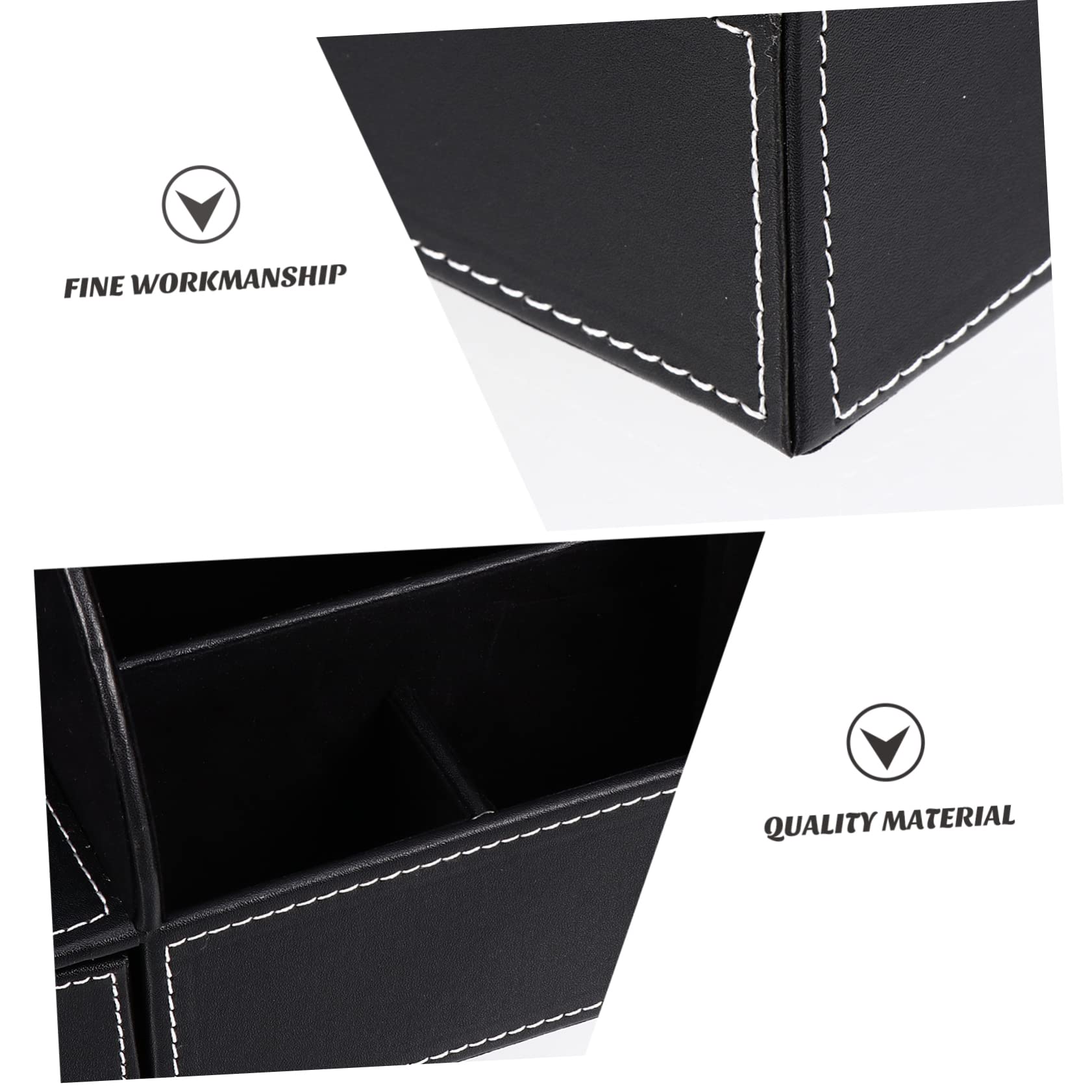 Stiftehalter aus Pu Leder, Quadratisch Schwarz, Schreibtisch Organizer | Abschlussfeier, Einschulung Deko, Fein Verarbeitet, für Schere und Lineal, Modern Dekorativ