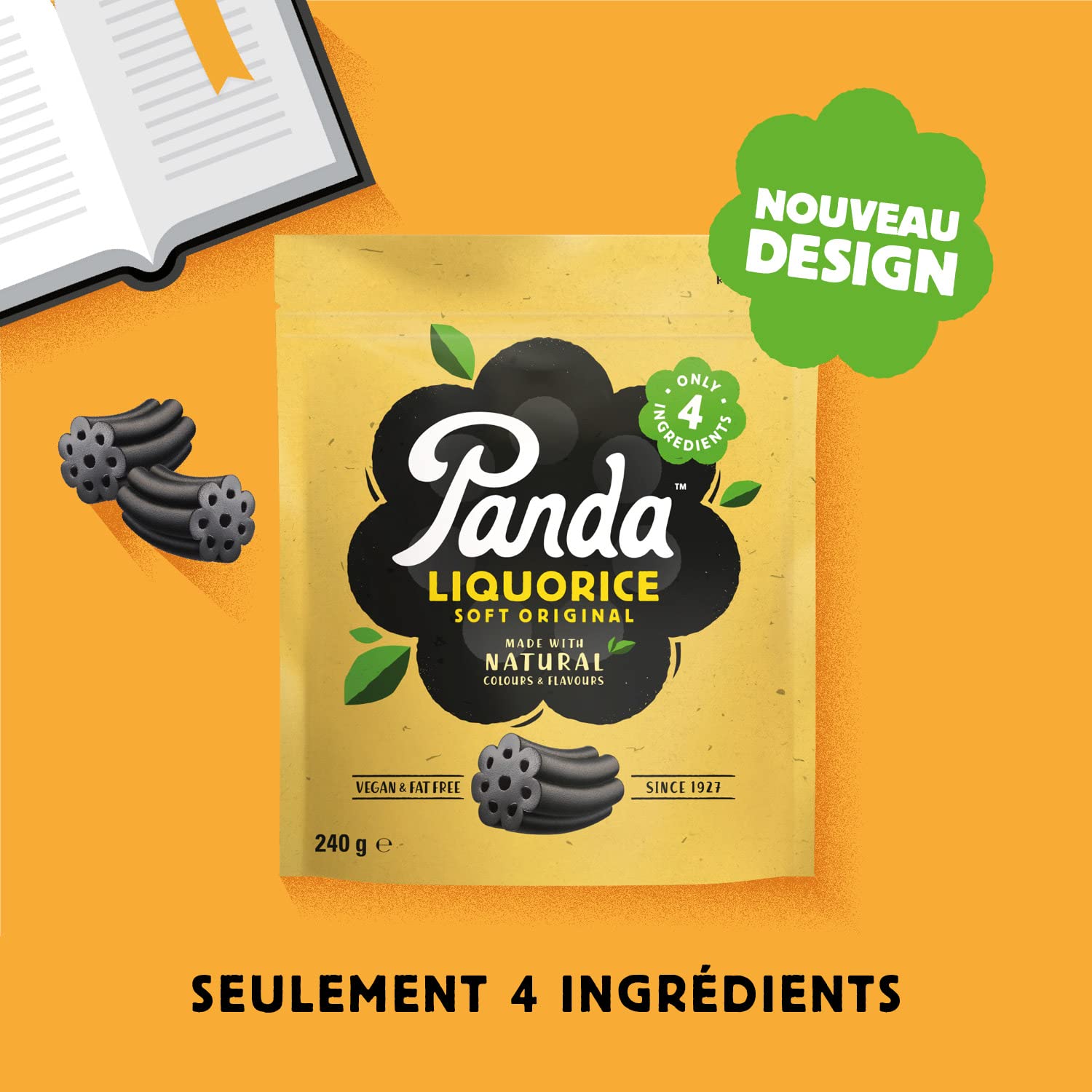 Panda Bonbons de Réglisse Naturelle Douce et Originale, 240 g (Lot de 12)