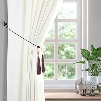 Deco Window 2 Piece Curtain Tieback Rope with Tassel Designer Drapery Holdbacks Door Window Curtain Tie Back Strap(Chocolate)