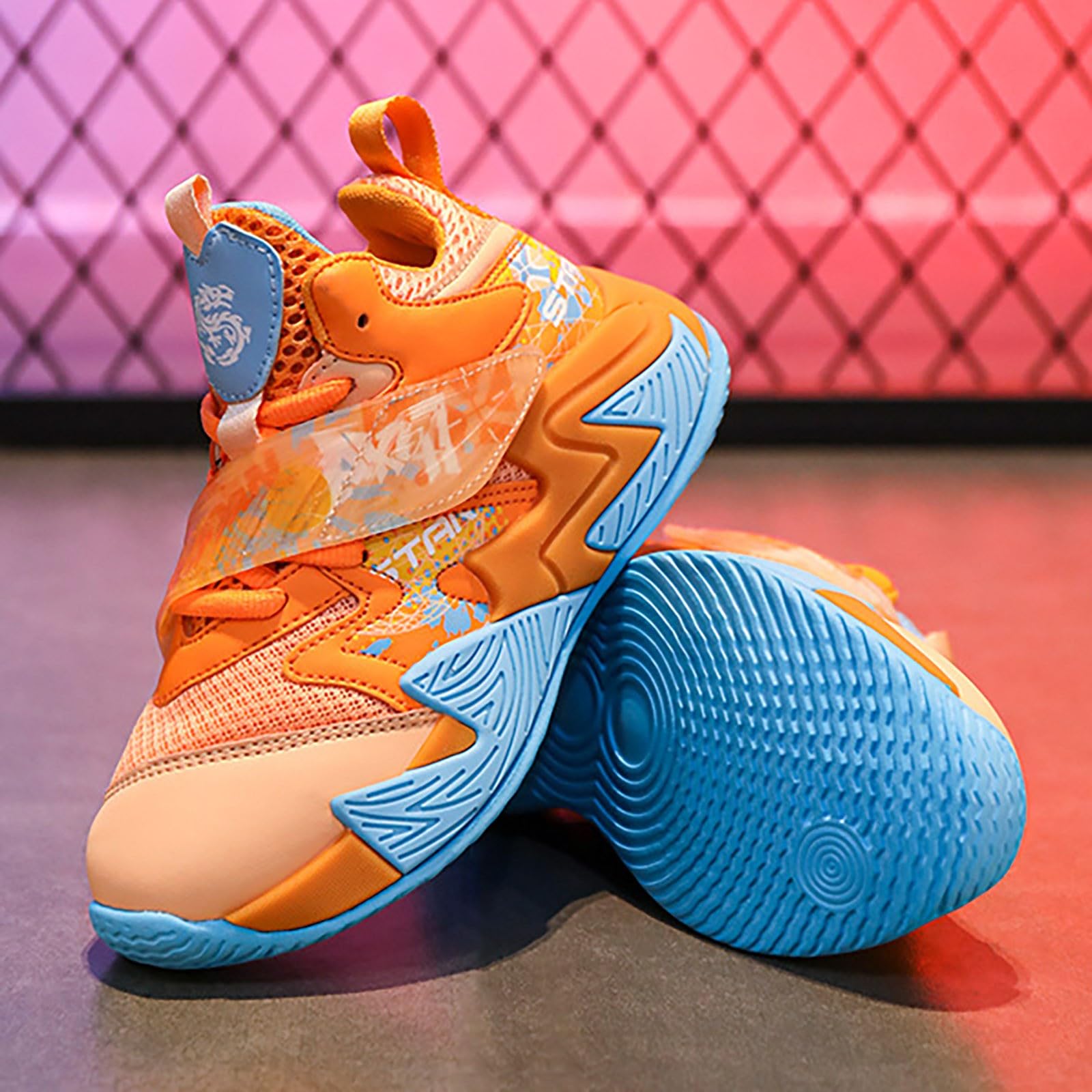 Scarpe da basket per bambini – Sneaker per ragazzi e ragazze, scarpe da basket antiscivolo, scarpe alte alla caviglia, traspiranti, con lacci, scarpe da tennis per interni ed esterni