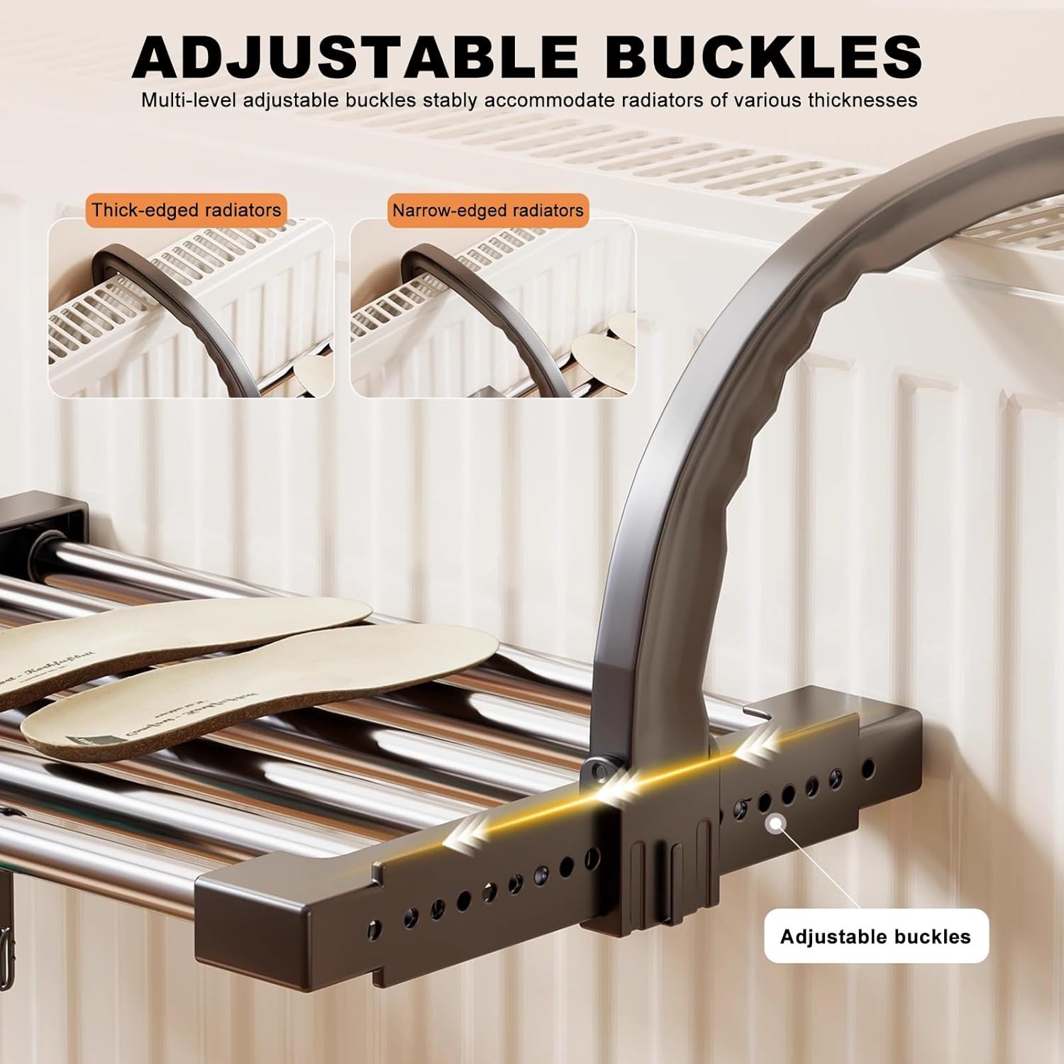 Portable Clothes Drying Rack, Retractable Radiator Airer, No Installation Required for Hanging Socks, Clothes, Towels