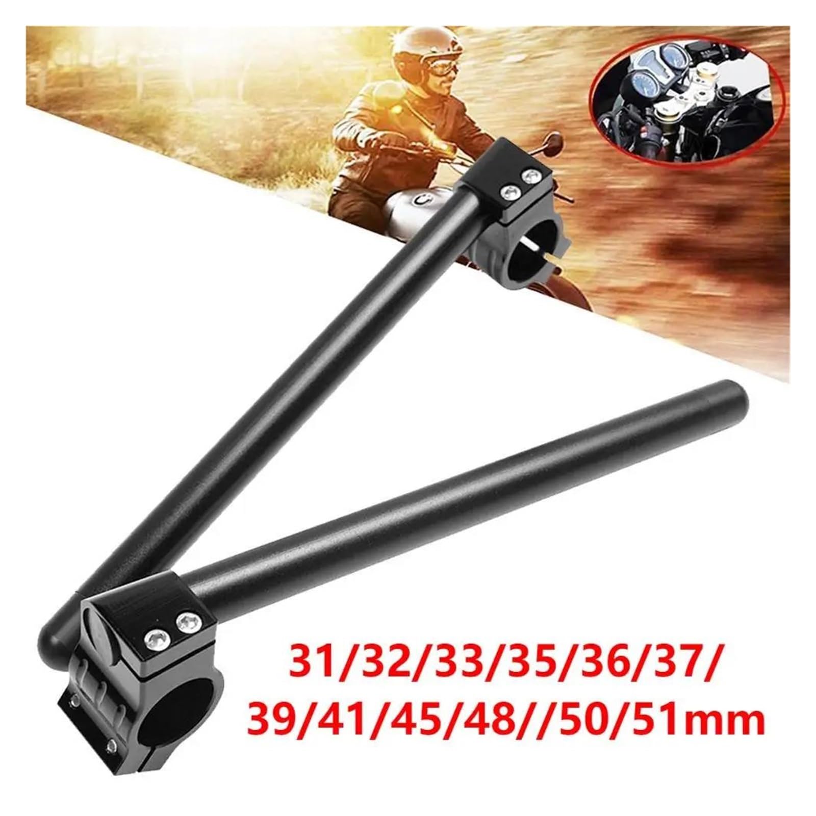 Elevadores Manillar Manillar Motocicleta Universal 7/8" 22 Mm Aluminio con Elevador Ajustable CNC con Clip para Manillar Horquilla Elevadora Manillar(33mm)