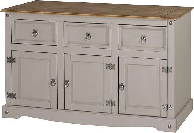 Corona Grey Wax 3 Door Sideboard