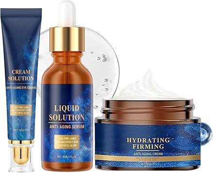 Olavitas Liquid Solution Anti-Aging Serum & Hydrating Firming Anti-Wrinkle Cream - Olavitas Face Care Set - Fade Fine Lines & Reveal Youthful Glow - Perfect Facial Gift Set for Radiant Skin - 3pcs