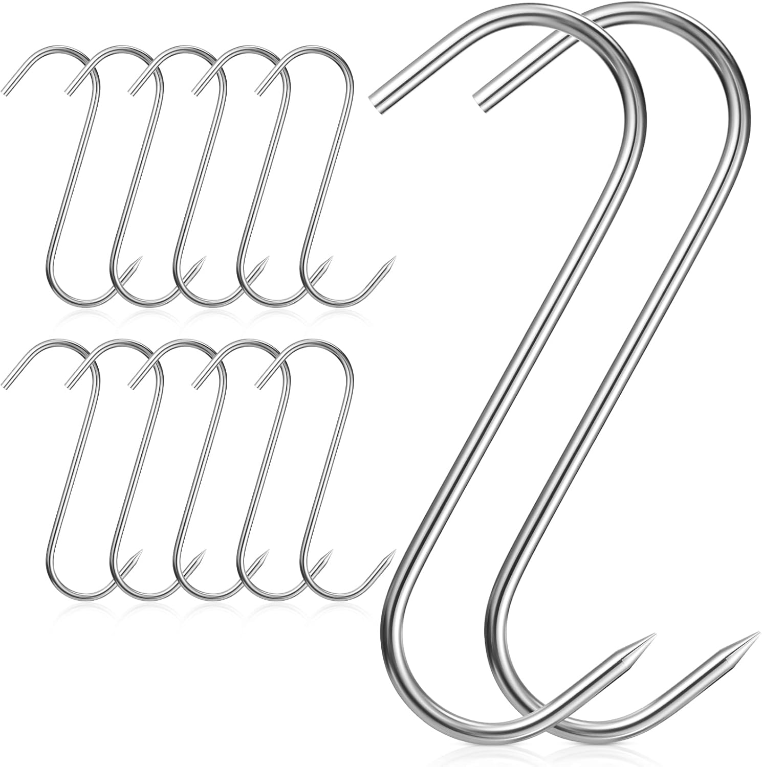 12 Pack S Meat Hook 10 Pack 3.94 Inch and 2 Pack 10 Inch