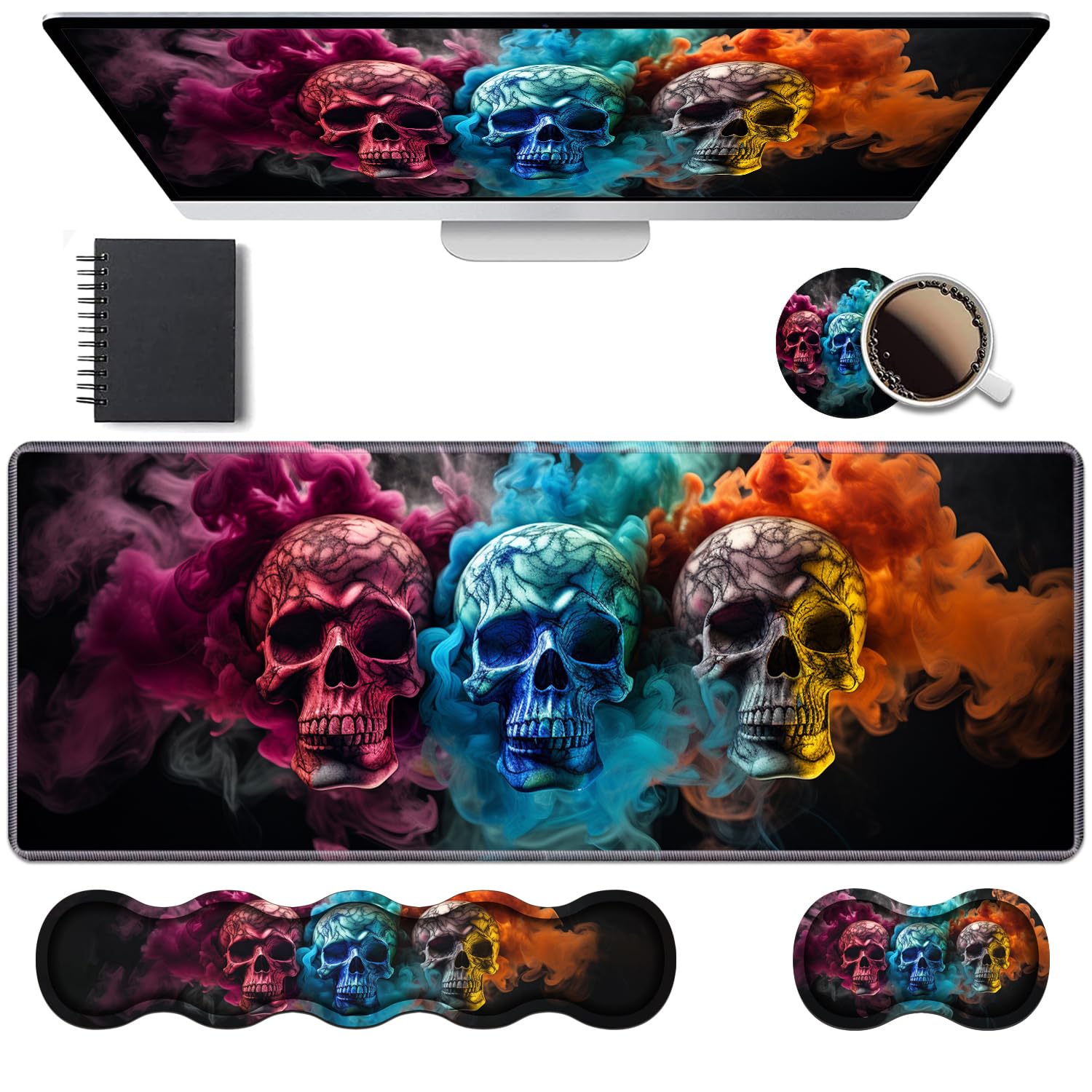 Ergonomic Keyboard Wrist Rest & Mouse Pad Wrist Rest Set, Large XXL Gaming Desk Mat 31.5