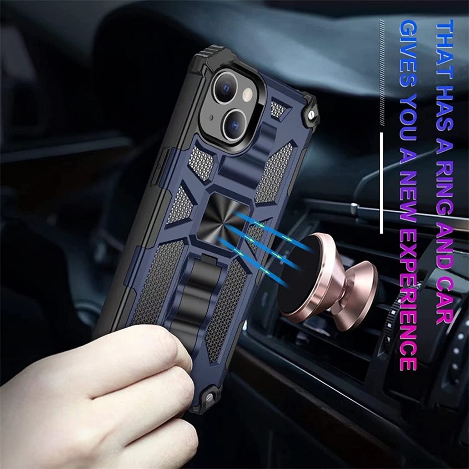 Funda para iPhone 13 13 Mini 13 Pro 13 Pro Max, funda de teléfono de grado militar a prueba de golpes, con soporte magnético de soporte PC duro antiarañazos (color: blanco, tamaño: 13 mini 5.4