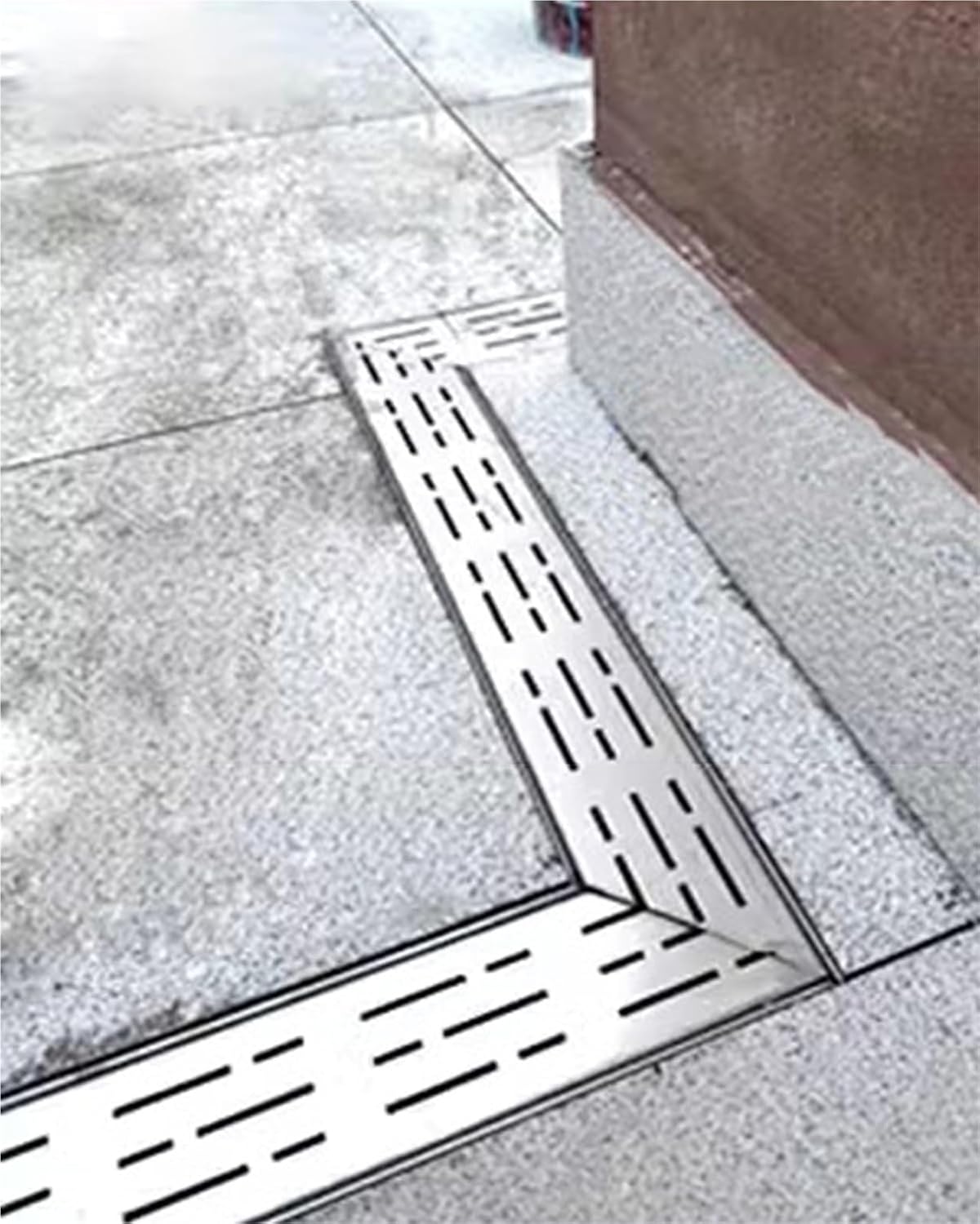 L-Shaped Channel Drain System, 5x5cm Straight Floor Drainage Grate, Easy Install Grille Protector for Bathroom & Terrace, Efficient Water Management Solution