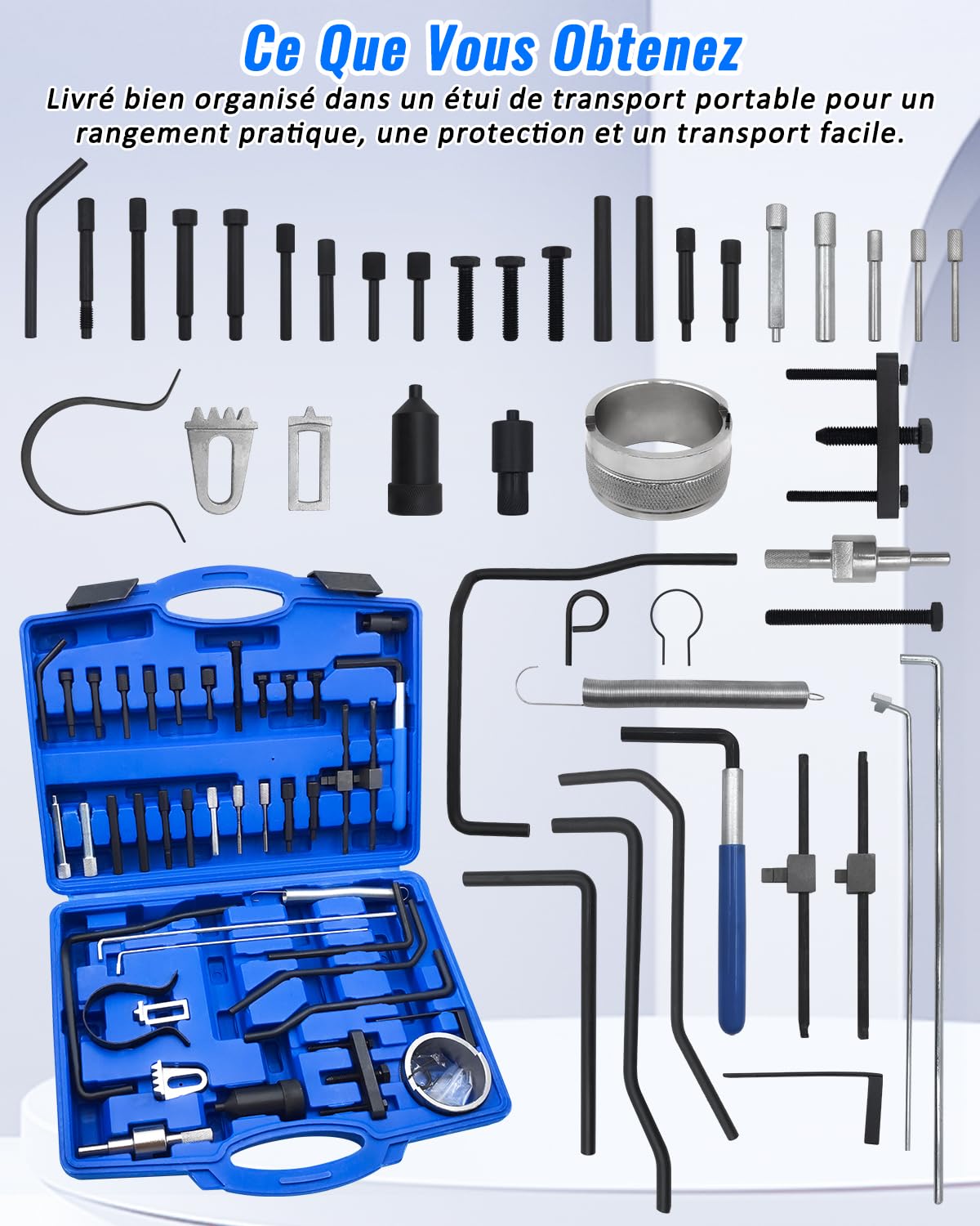 Kit d'Outils de Réglage Calage Moteur, Jeu d'Outils de Blocage et de Réglage d'arbre à Cames et de Vilebrequin Compatible avec Peugeot, Citroen, Moteurs Diesel & Essence PSA Dual TDI HDI PSA