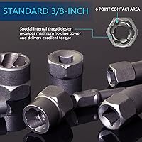 Vista 3 de 13+1Pcs Impact Bolt Extractor Kit & Lug Nut Removal Tool, Cr-Mo Rounded Bolt Remover, Stripped Bolt Extractor Set with Solid Storage Case for