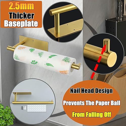 Miniatura 5 de Alise Toallero de papel dorado para debajo del gabinete, rollos de toallas de papel para cocina, SUS304, dispensador de toallas de papel de acero