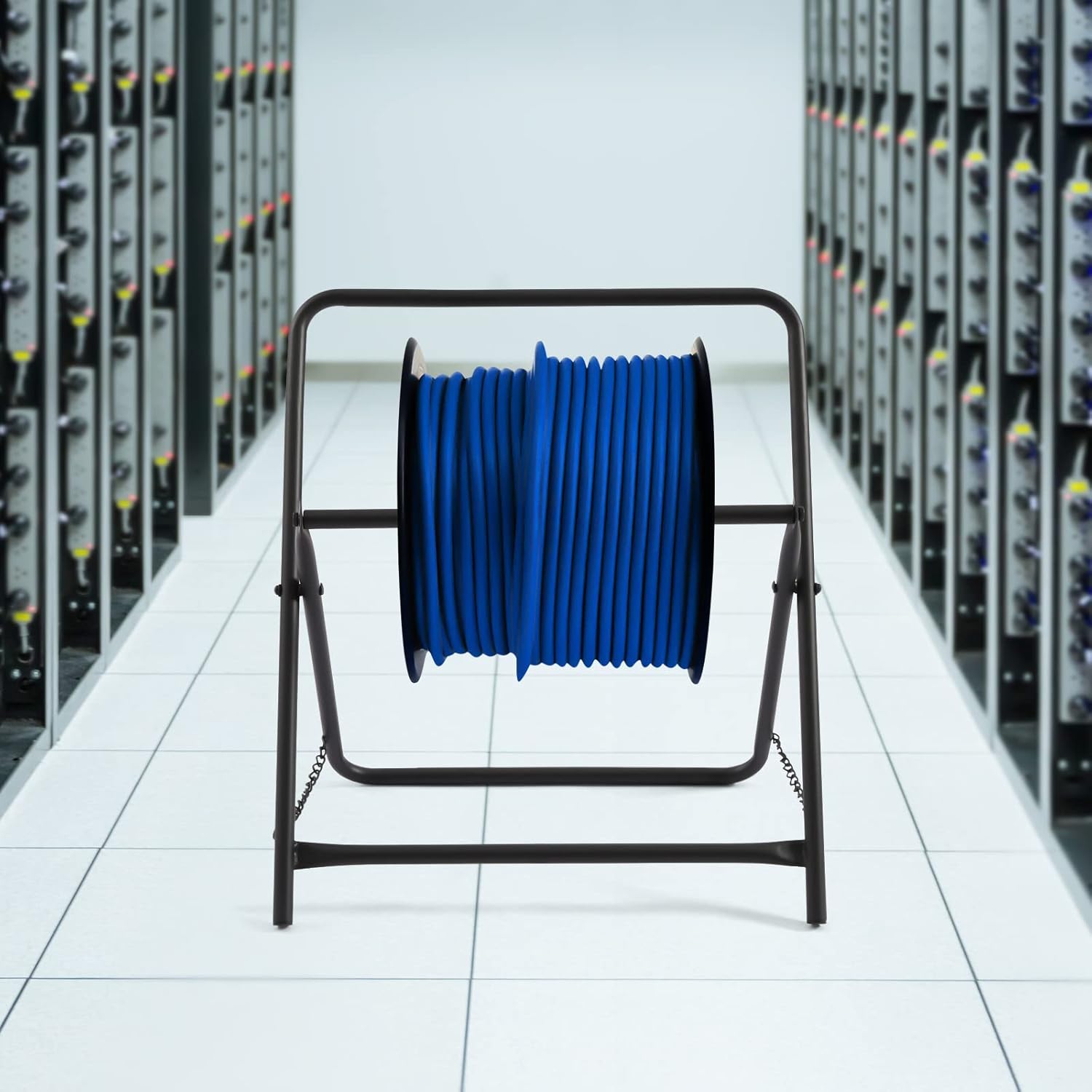 Single Axle Cable Caddy, Single Axle Industrial Rack Dispenser Rack Commercial Industrial Grade Steel Wire Rack Foldable Electrical Wires Dolly Spinne for Cable Reels