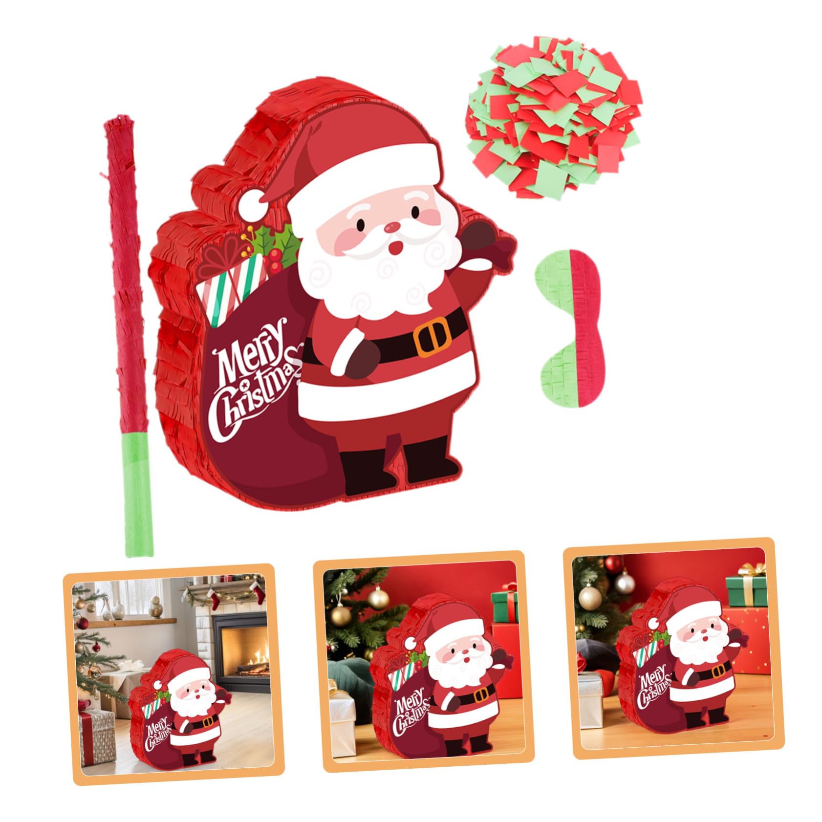 Cabilock Piñata de Navidad Grande de Papá Noel de Piñata para Fiestas Navideñas Confeti para Actividades Familiares Navideñas y Decoración Interiores