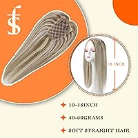 Vista 3 de Full Shine Postizo de Cabello Humano Sin Flequillo Extensiones de Cabello Balayage Marrón Claro a Rubio Platino Para Mujeres Clip Invisible