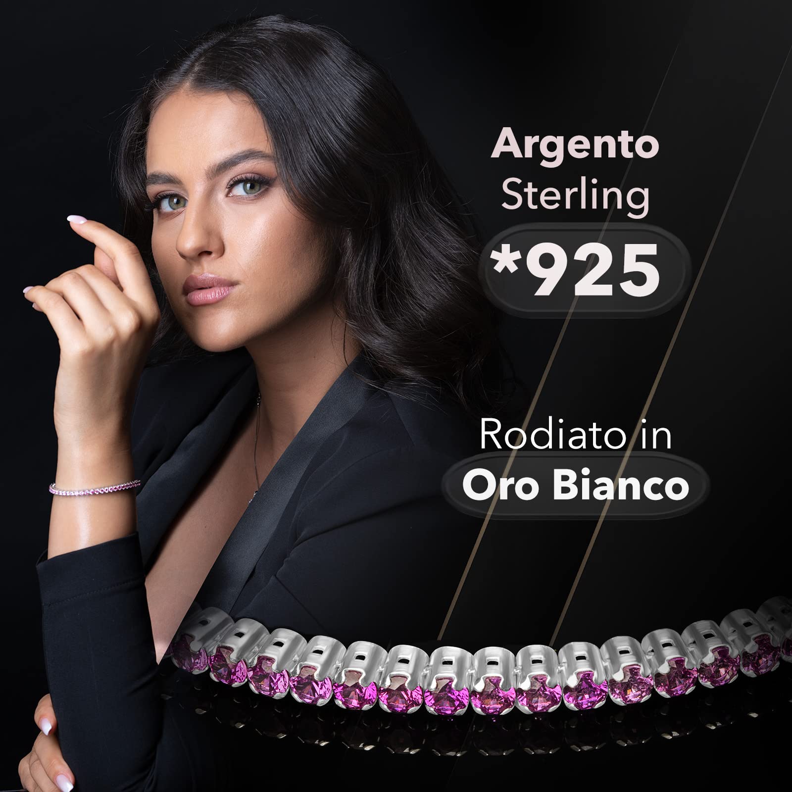 Bracciale Tennis Unisex - Argento 925 per Donna e Uomo