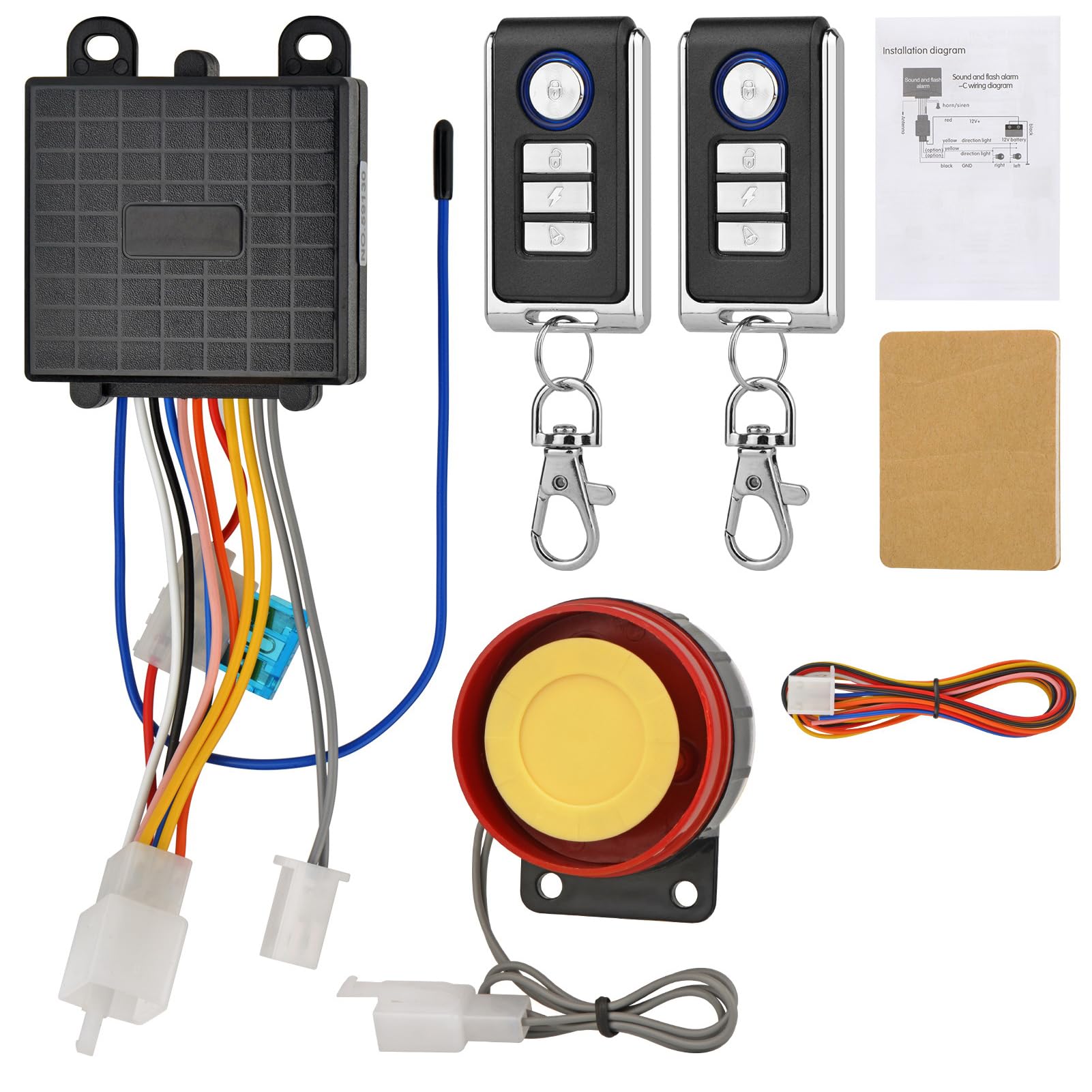 Snlazp Motorcycle Anti-Theft Alarm Security System, Control Engine Start Bike Anti-Hijacking Cutting Off Remote Engine Start Arming Disarming,Waterproof Security Cycling Bike Alarm