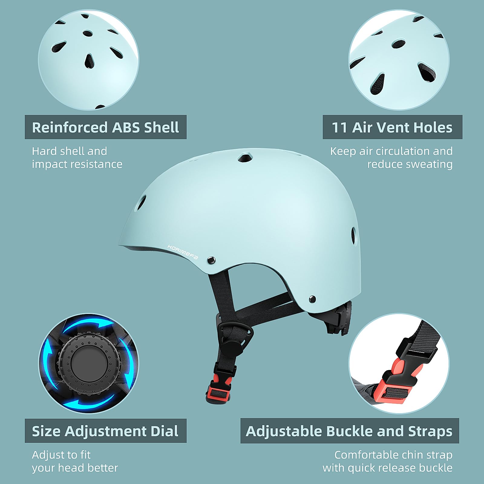 KORIMEFA Casco da Bici per Bambini Casco Protettivo Ideale per Bambini Leggero ma più Sicuro Anche per Skateboard, Monopattino, Pattini a Rotelle per 3-13 Anni Ragazzi Donna