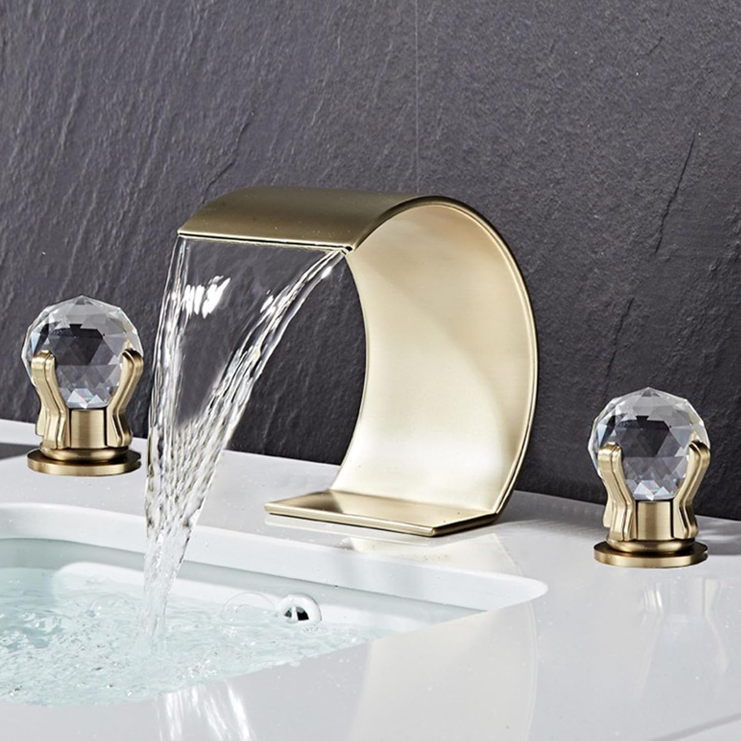 Basin tap pour salles de bains à 3 trous et double poignée gold LWX
