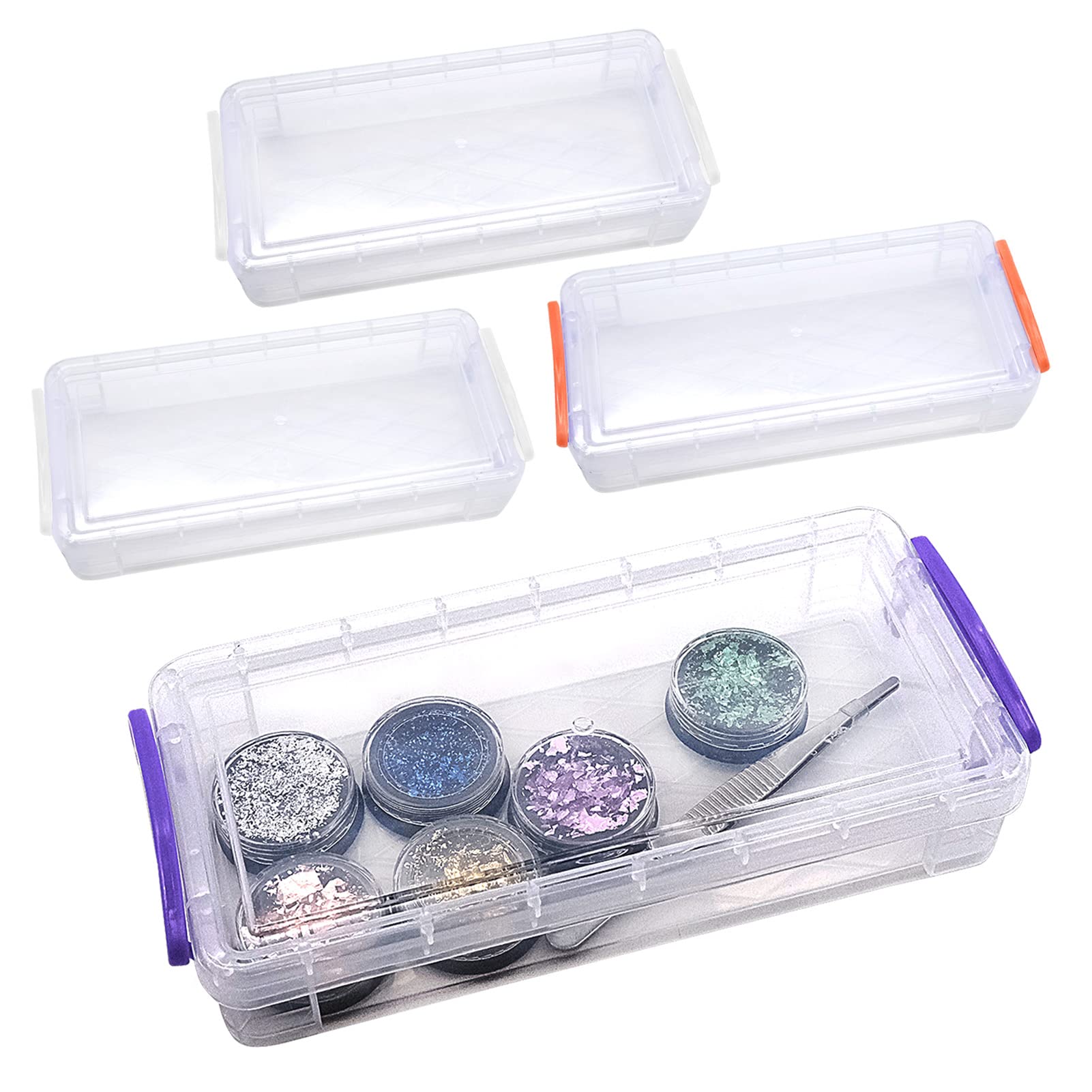 4x Pencil Box Plastic Stackable Pencil Box Pen Holder Clear Storage Box Holder Stationery Case Holder Organizer Multifunctional Storage Large Capacity Plastic Beads Storage Containers Box-Color Random