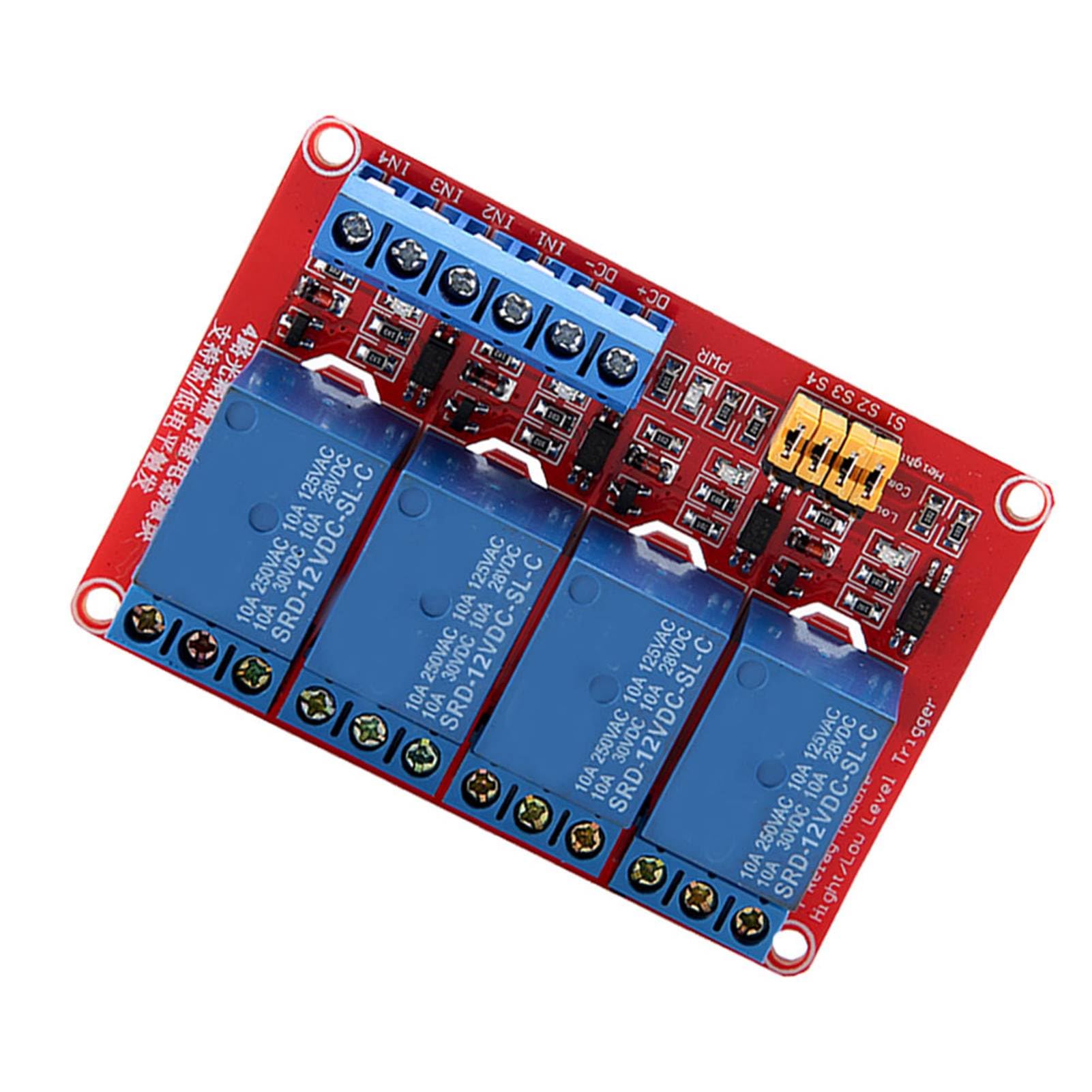 5 V/12 V/24 VDC 4-kanałowy transoptor moduł przekaźnikowy High Low Level Trigger z lampką kontrolną (12 V)