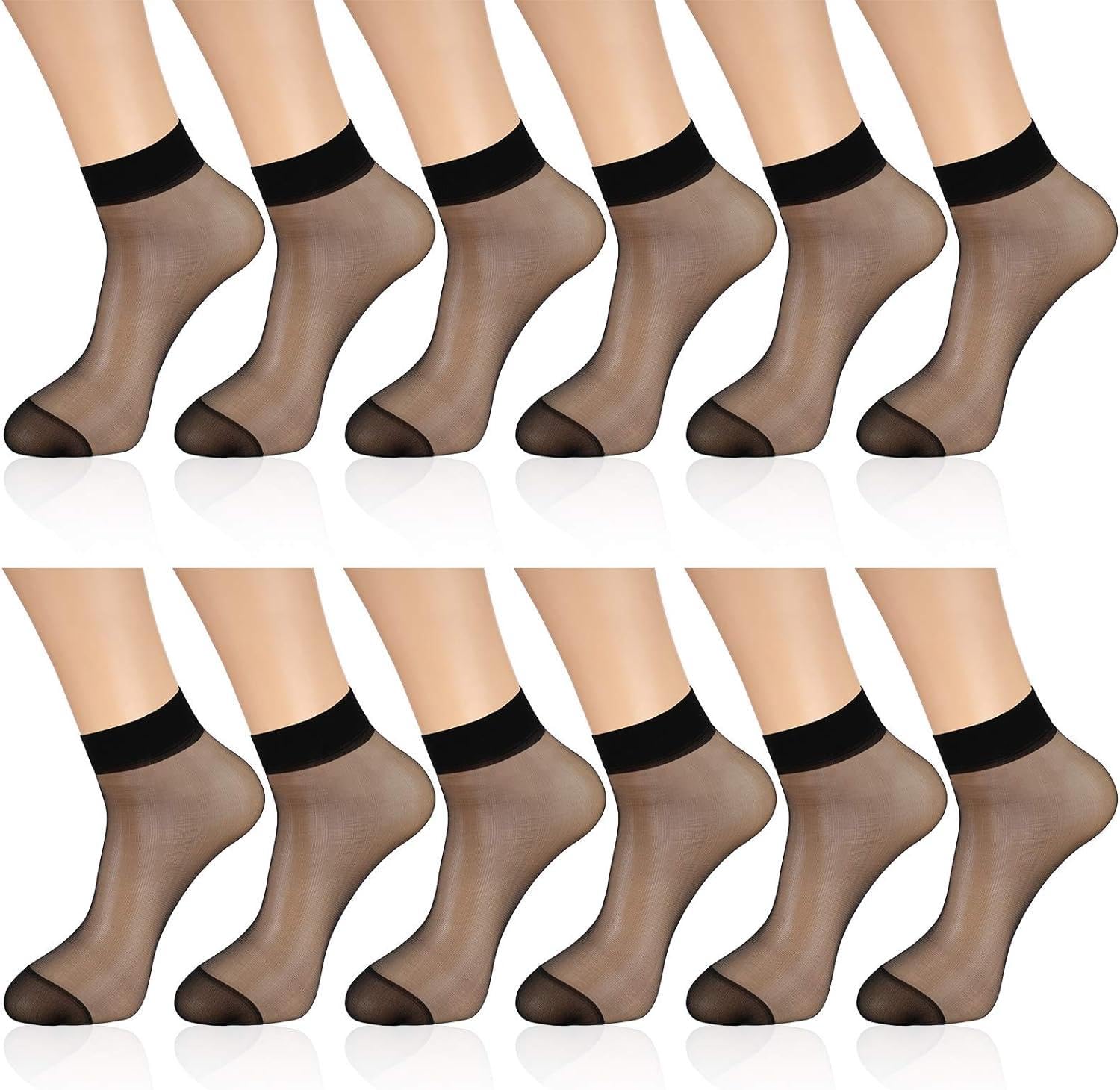 12 Pairs Sheer Ankle Socks Thin...