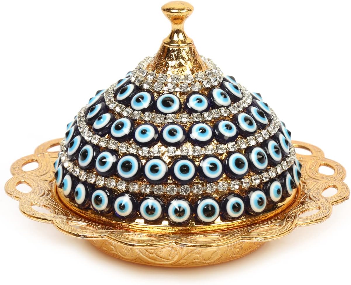 Alisveristime Evil Eye Zinc Alloy Sugar Bowl with Lid (Gold)
