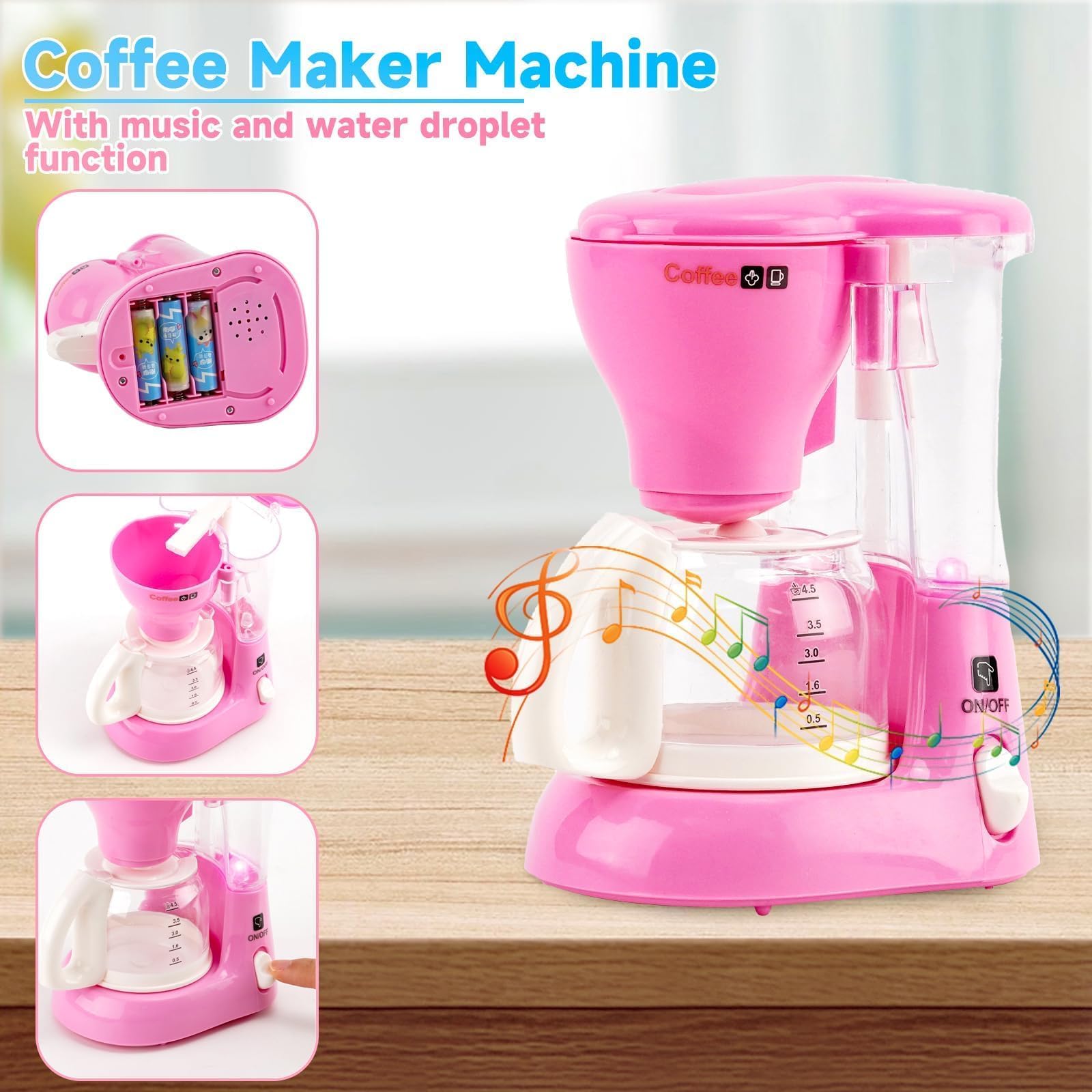 Juguetes de Cocina para Niños,con Tostadora Cafetera Batidora Exprimidor,Incluye Luces y Música,Juego de Desayuno Juguete para Juegos de rol,Apto para Niños y Niñas a Partir de 3 Años