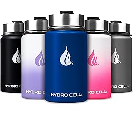 HYDRO CELL Stainless Steel Insulated Water Bottle with Straw - For Cold & Hot Drinks - Metal Vacuum Flask with Screw Cap and Modern Leakproof Sport Thermos for Adults (Navy 14oz)