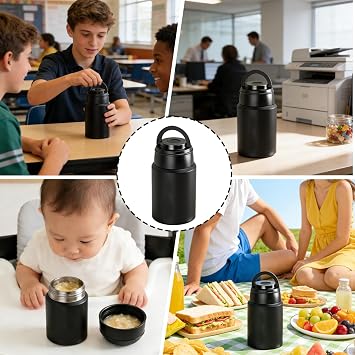 Food Flask 750ML Stainless Steel Vacuum Soup Flasks with Bag Spoon, Hot Food Flask for Hot/Cold Leak Proof Soup, Portable Food Jar for School Office Picnic
