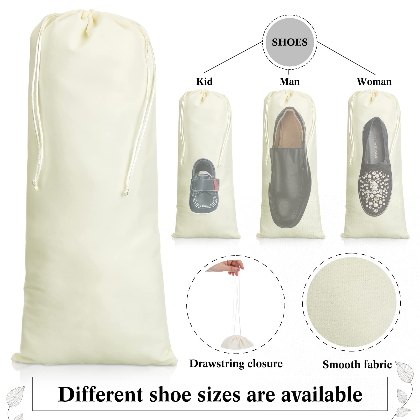 12 Stück atmungsaktive Aufbewahrungsbeutel mit Kordelzug, staubdicht, waschbar, Schuhbeutel für Handtaschen, Reise-Organizer